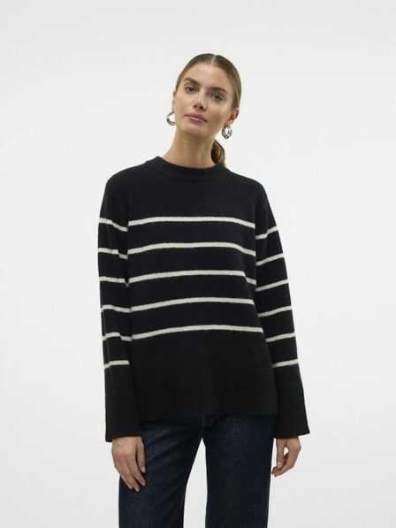 Vero Moda Beige und schwarz gestreifter Damenpullover Vero Moda Flawless