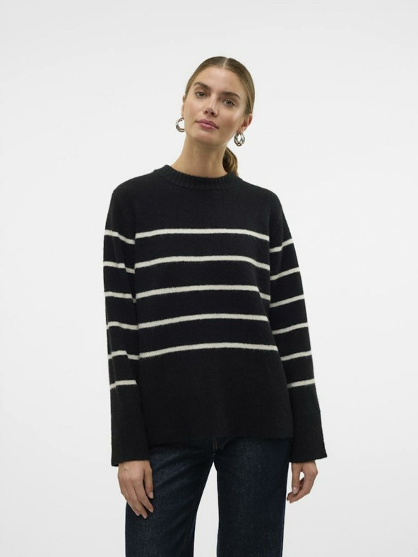 Vero Moda Beige und schwarz gestreifter Damenpullover Vero Moda Flawless