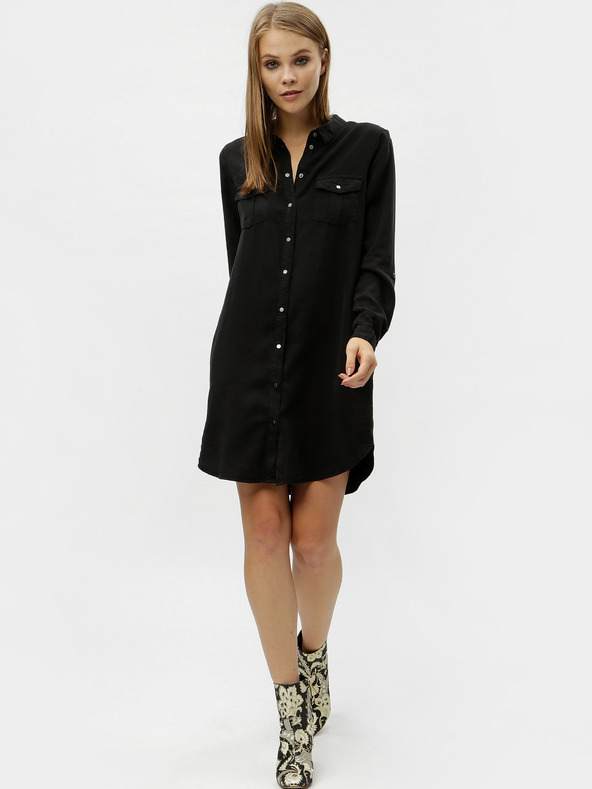Vero Moda Schwarzes Damen-Hemdkleid mit Taschen VERO MODA Silla