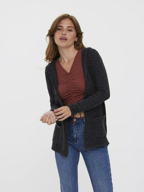 Vero Moda Schwarze Strickjacke mit Kapuze VERO MODA Doffy