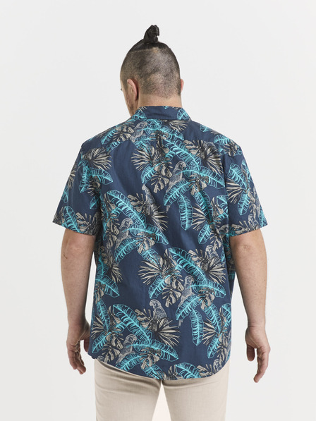 Celio Blaues gemustertes Herrenhemd Celio Vawai