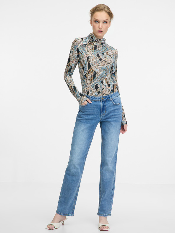 Orsay Blauer gemusterter Damen-Rollkragenpullover ORSAY