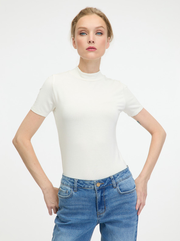 Orsay Weißes Damen-T-Shirt mit kurzen Ärmeln ORSAY