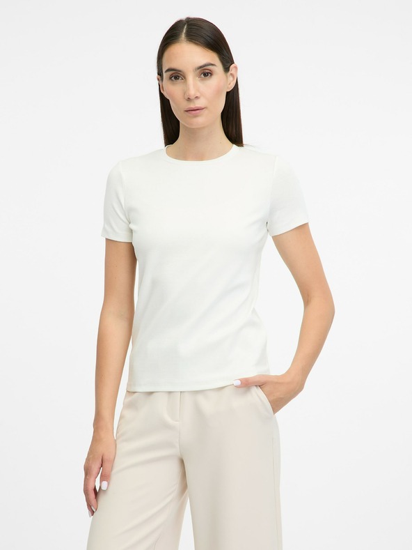 Orsay Weißes Damen-T-Shirt mit kurzen Ärmeln ORSAY