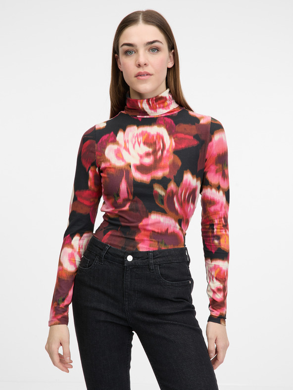 Orsay Rot gemustertes Damen-Langarm-T-Shirt ORSAY