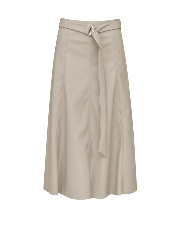 Orsay Beigefarbener Damen-Midirock aus Lederimitat ORSAY