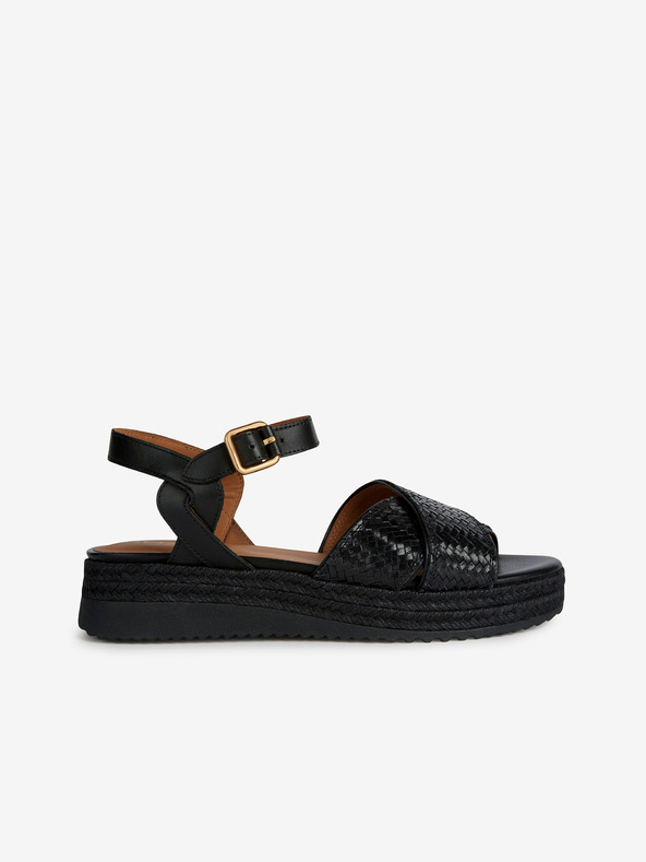 Geox Schwarze Damen Ledersandalen Geox Eolie