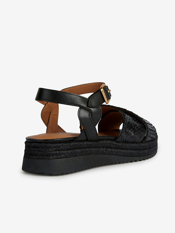 Geox Schwarze Damen Ledersandalen Geox Eolie