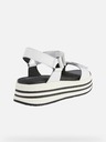 Geox Schwarz-weiße Damen-Ledersandalen auf Plateau Geox Kency