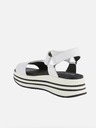 Geox Schwarz-weiße Damen-Ledersandalen auf Plateau Geox Kency