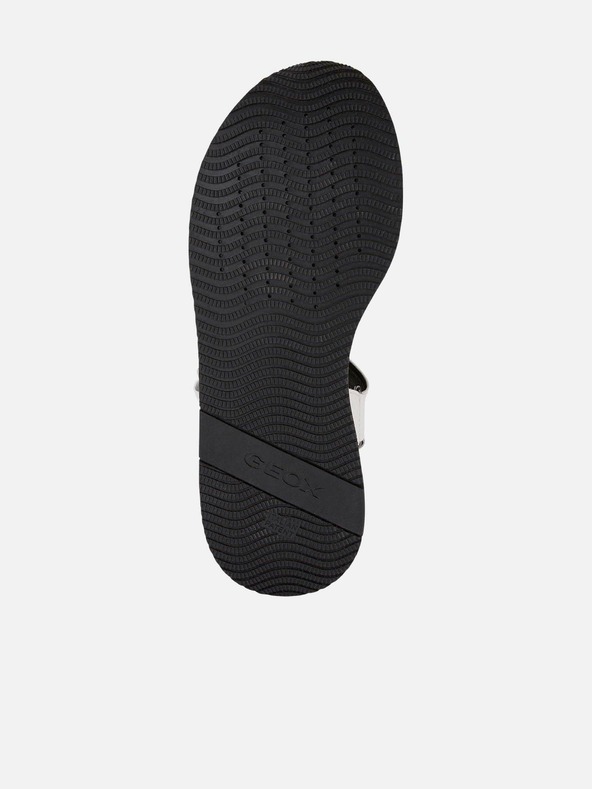 Geox Schwarz-weiße Damen-Ledersandalen auf Plateau Geox Kency