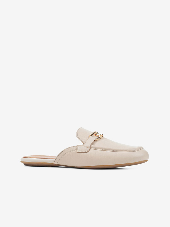 Geox Cremefarbene Damen Leder Pantoffeln Geox Palmaria
