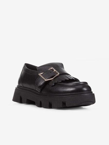 Geox Schwarz Damen Leder Loafers Geox Vilde