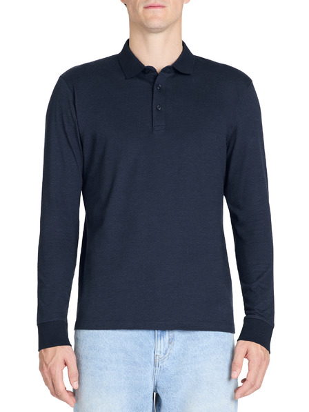 Celio Dunkelblaues Langarm-Poloshirt für Herren Celio Jiwomini