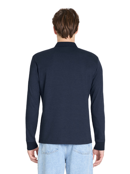 Celio Dunkelblaues Langarm-Poloshirt für Herren Celio Jiwomini