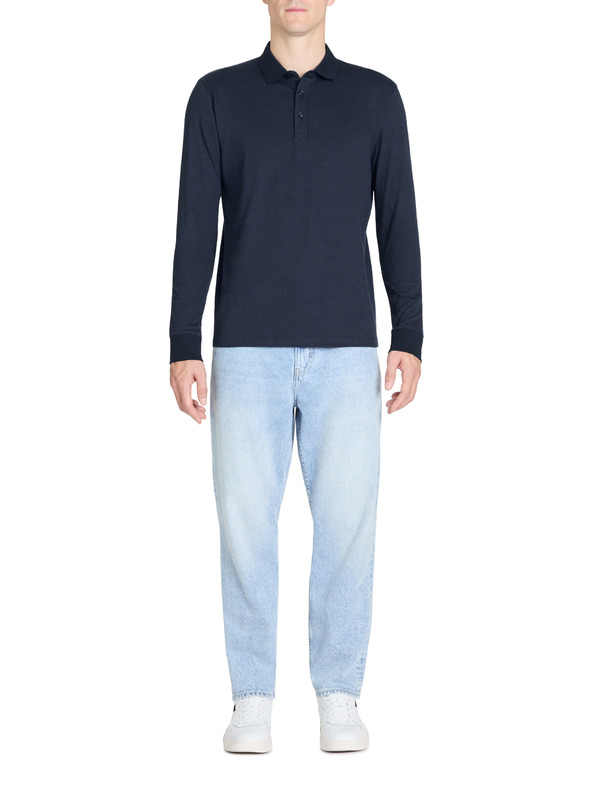 Celio Dunkelblaues Langarm-Poloshirt für Herren Celio Jiwomini