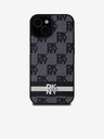 DKNY Schutzhülle für iPhone 15 aus PU-Leder mit Karomuster und Streifen Schwarz DKNY