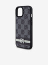 DKNY Schutzhülle für iPhone 15 aus PU-Leder mit Karomuster und Streifen Schwarz DKNY