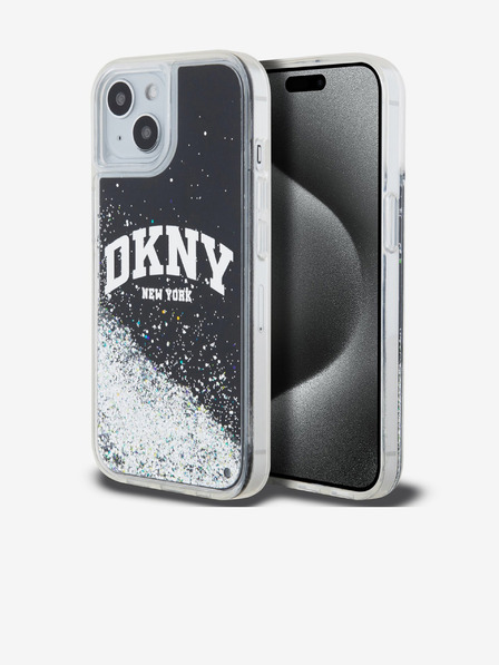 DKNY Liquid Glitter Arch Logo Back Cover für iPhone 14 Schwarz DKNY