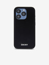 DKNY PU Leder Silber Metall Logo Magsafe Schutzhülle für iPhone 15 Pro Schwarz DKNY