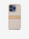 DKNY Rückseite für iPhone 15 Pro Rosa DKNY PU-Leder mit tonalem Streifenmuster und Wiederholungsmuster