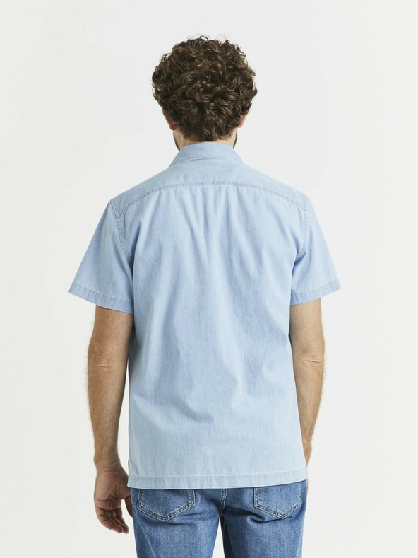 Celio Hellblaues Herrenjeanshemd mit Taschen Celio