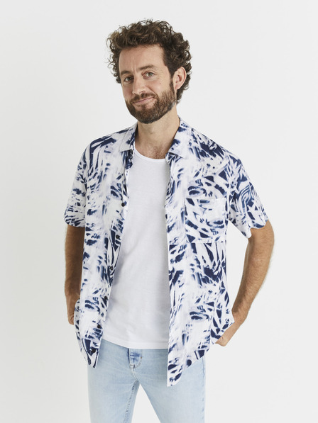 Celio Blaues und weißes Herren-Batikhemd Celio Vatye