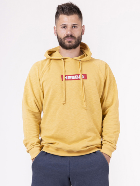 Nebbia Senfgelber Herren-Kapuzenpullover Nebbia