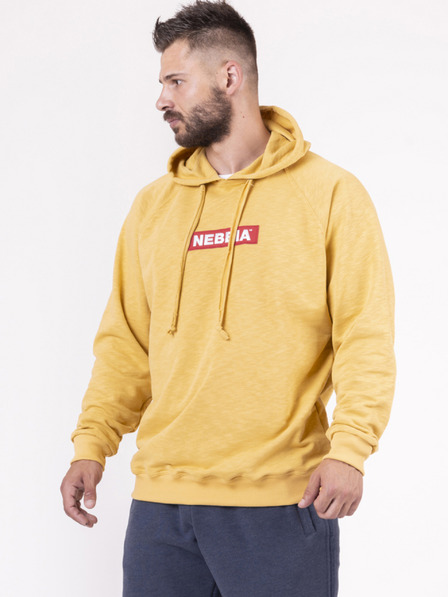 Nebbia Senfgelber Herren-Kapuzenpullover Nebbia