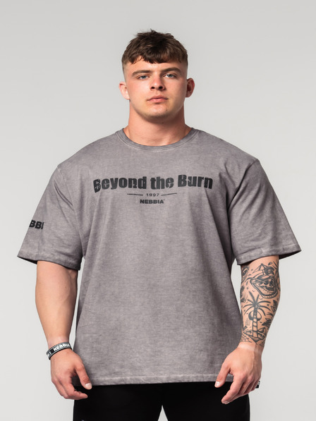 Nebbia Washed-off Baumwoll-T-Shirt in schwerer Ausführung GRIND 370