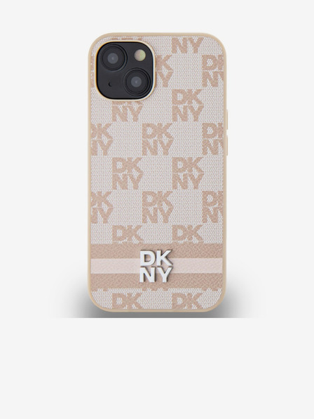 DKNY PU-Leder Karomuster und Streifen Rückwand für iPhone 13 Pink DKNY
