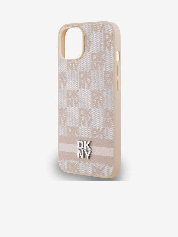 DKNY PU-Leder Karomuster und Streifen Rückwand für iPhone 13 Pink DKNY