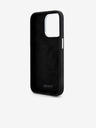 DKNY Liquid Silicone Silber Metall Logo Logo Magsafe Back Cover für iPhone 15 Pro Schwarz DKNY