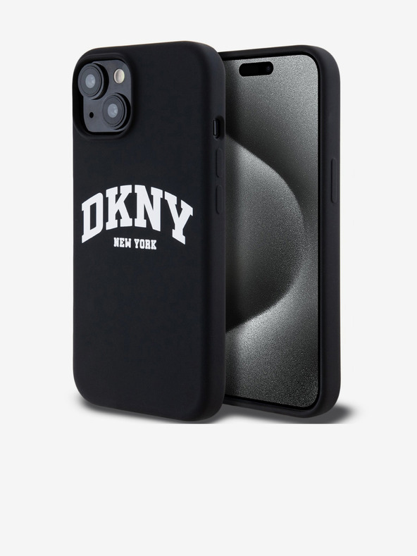DKNY Liquid Silicone Arch Logo MagSafe Back Cover für iPhone 14 Schwarz DKNY