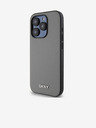 DKNY PU Leder Silber Metall Logo Magsafe Schutzhülle für iPhone 15 Pro Grau DKNY
