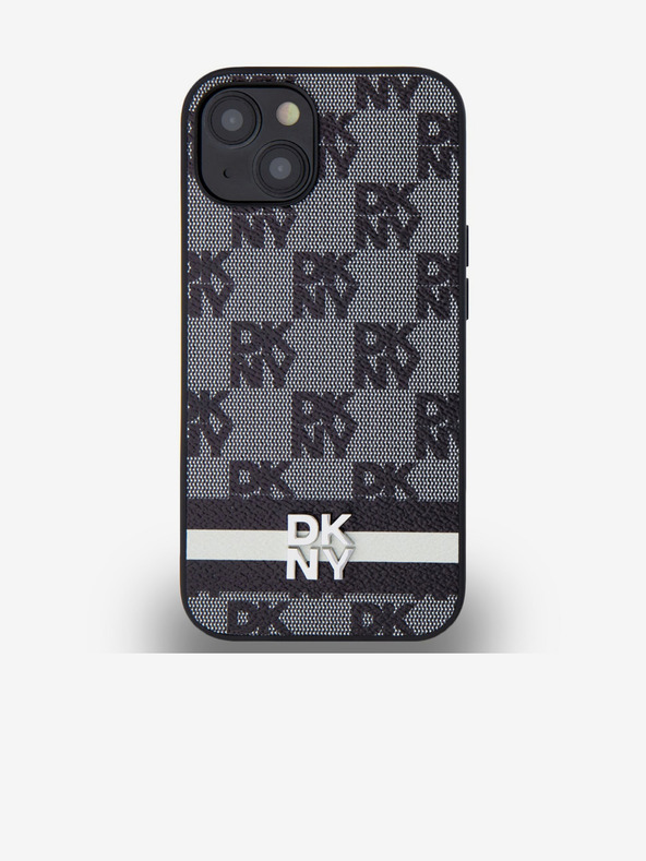 DKNY Schutzhülle aus PU-Leder mit Karomuster und Streifen für iPhone 13 Schwarz DKNY