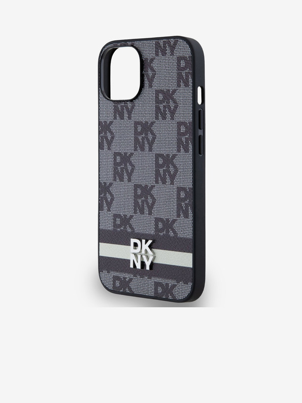 DKNY Schutzhülle aus PU-Leder mit Karomuster und Streifen für iPhone 13 Schwarz DKNY