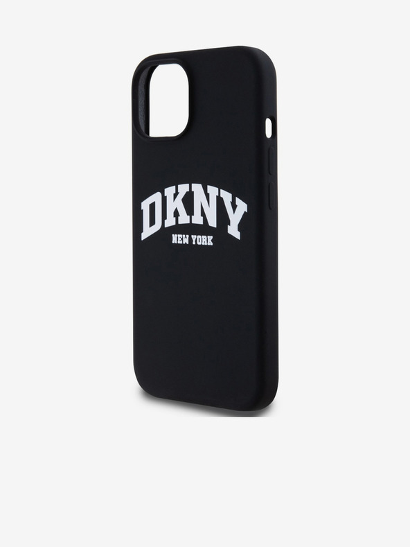 DKNY Liquid Silicone Arch Logo MagSafe Back Cover für iPhone 15 Schwarz DKNY
