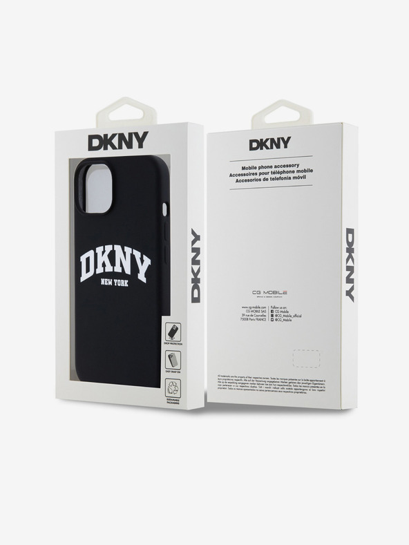 DKNY Liquid Silicone Arch Logo MagSafe Back Cover für iPhone 15 Schwarz DKNY