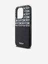 DKNY Schutzhülle für das iPhone 15 Pro Max aus PU-Leder mit Streifenmuster für die Kartentasche Schwarz DKNY
