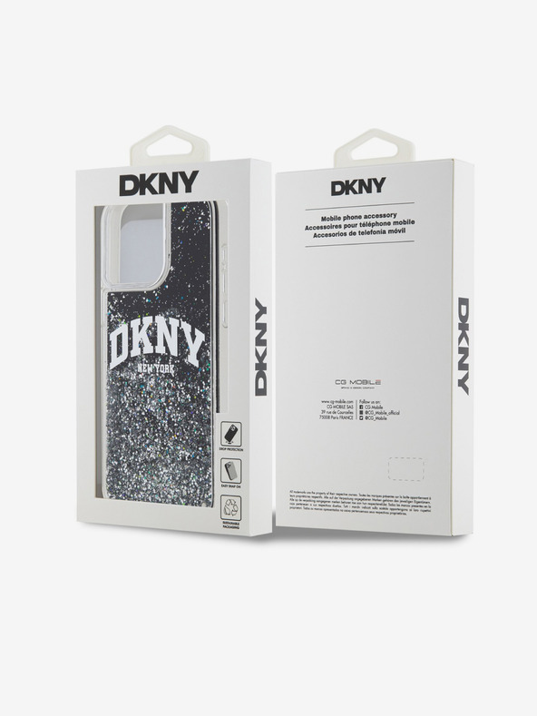 DKNY Liquid Glitter Arch Logo Back Cover für iPhone 15 Pro Max Schwarz DKNY
