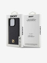 DKNY PU Leder Wiederholungsmuster Stack Logo Magsafe Back Cover für iPhone 14 Pro Schwarz DKNY