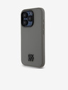 DKNY PU Leder Stack Logo Magsafe Schutzhülle für iPhone 15 Pro Grau DKNY