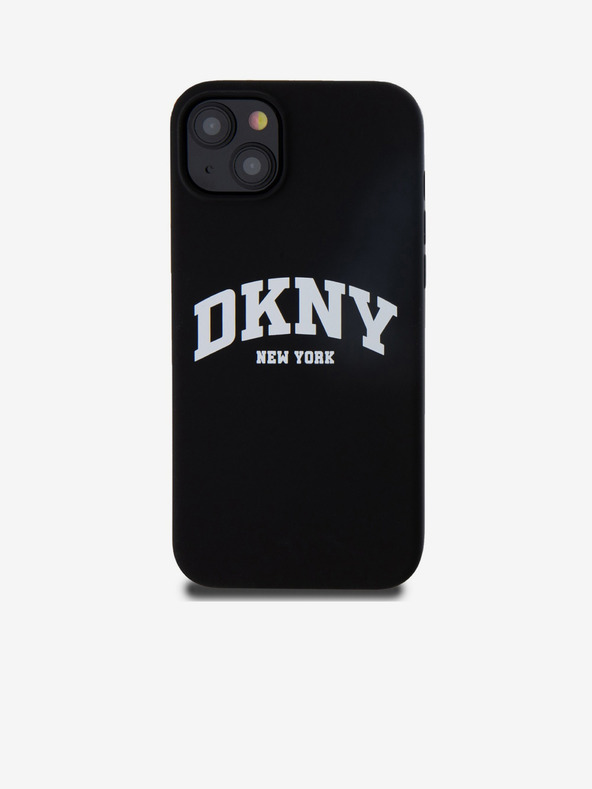 DKNY Liquid Silicone Arch Logo MagSafe Back Cover für iPhone 15 Plus Schwarz DKNY