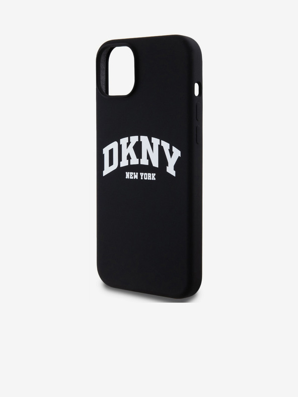DKNY Liquid Silicone Arch Logo MagSafe Back Cover für iPhone 15 Plus Schwarz DKNY