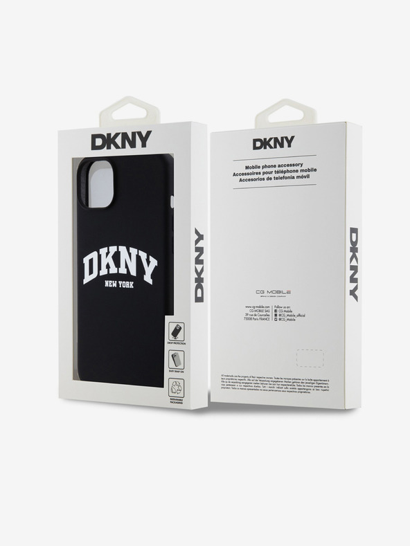 DKNY Liquid Silicone Arch Logo MagSafe Back Cover für iPhone 15 Plus Schwarz DKNY