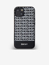 DKNY PU Leather Repeat Pattern Bottom Stripe MagSafe Back Cover for iPhone 14 Black DKNY