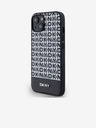 DKNY PU Leather Repeat Pattern Bottom Stripe MagSafe Back Cover for iPhone 14 Black DKNY