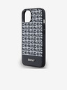 DKNY PU Leather Repeat Pattern Bottom Stripe MagSafe Back Cover for iPhone 14 Black DKNY