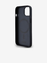 DKNY PU Leather Repeat Pattern Bottom Stripe MagSafe Back Cover for iPhone 14 Black DKNY
